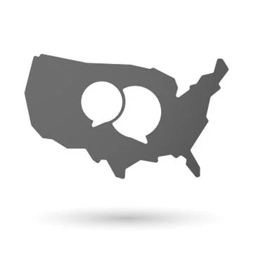 USA map icon with a comic balloon Stock Illustration
