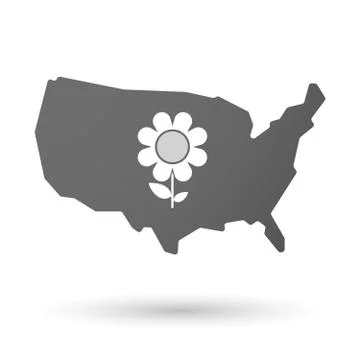 USA map icon with a flower Stock Illustration