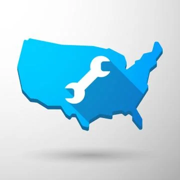Usa map icon with a monkey wrench Stock-Illustration