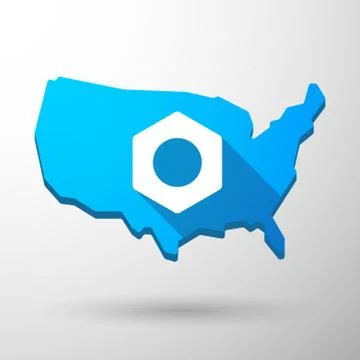 Usa map icon with a nut Illustrazione stock