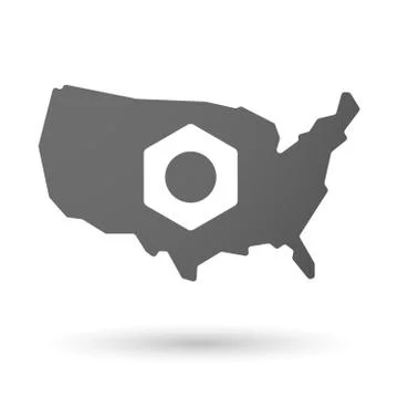 USA map icon with a nut Illustrazione stock