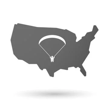 USA map icon with a paraglider Illustrazione stock
