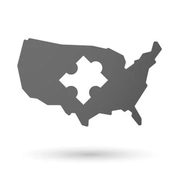 USA map icon with a puzzle piece Stock Illustration