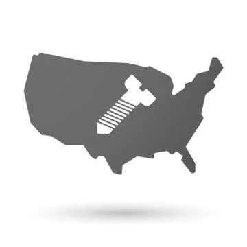 USA map icon with a screw Ilustración de archivo