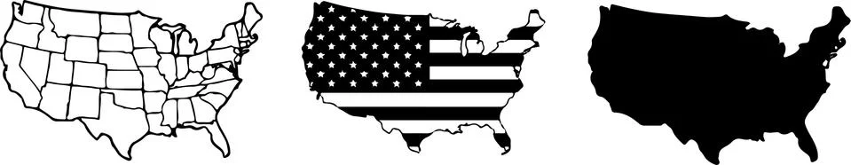 USA map icon for web design isolated on white background Stock Illustration