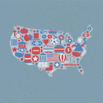 Usa Map With Icons 库存插图