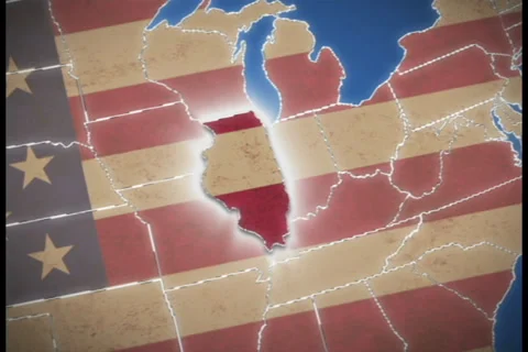 USA map, Illinois pull out, all states available Vídeos de archivo 27371086