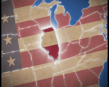 USA map, Illinois pull out, all states available Vídeos de archivo 30140379
