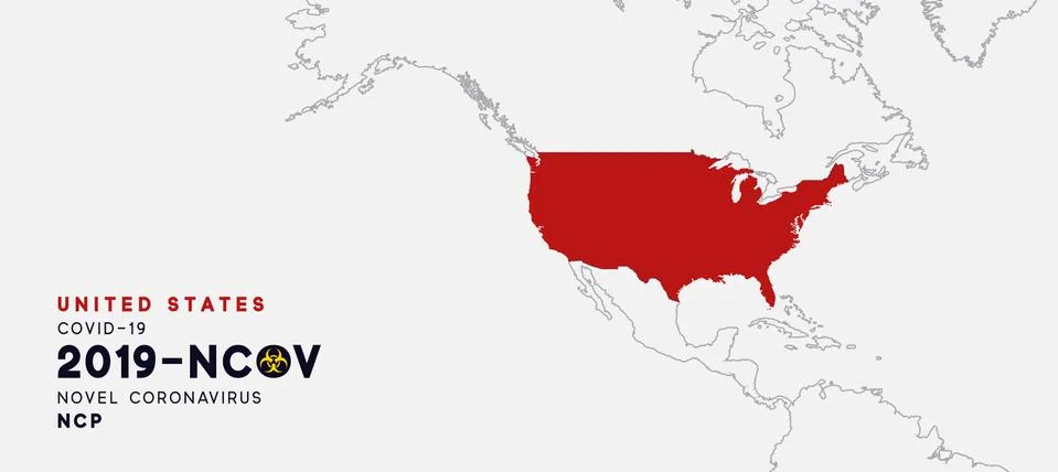 USA Map infographics, Localization of the outbreak of Virus Covid 19. Novel C Stock Illustration
