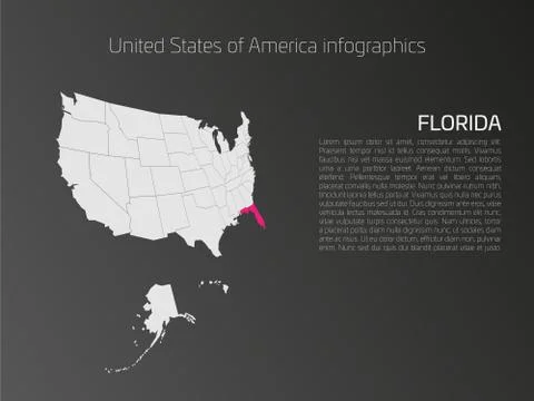 USA map infographics template with highlighted Florida イラスト素材