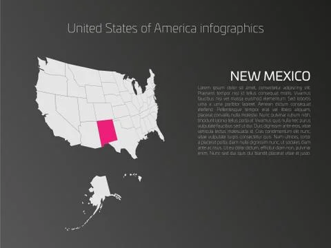 USA map infographics template with highlighted New Mexico Stock Illustration