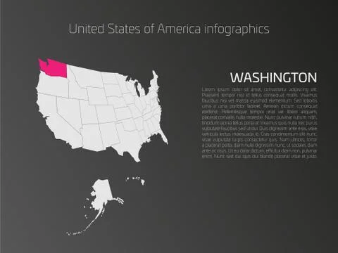 USA map infographics template with highlighted Washington イラスト素材