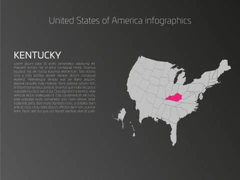 USA map infographics template with highlighted Kentucky イラスト素材