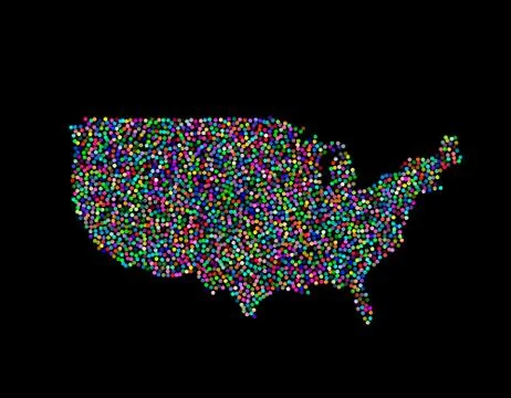 USA map. Isolated on black background. Vector illustration. Иллюстрация