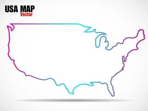 USA map isolated on white background. Outline USA map vector icon Stock Illustration
