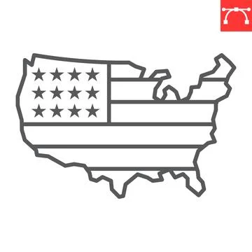 USA map line icon Illustrazione stock