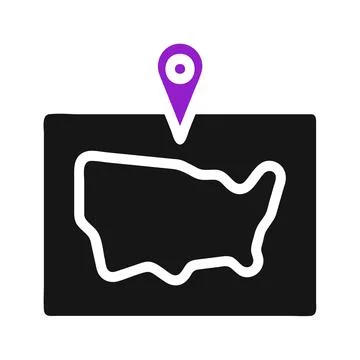 USA map with location pin. Concept of travel, navigation, and geography. Illustrazione stock