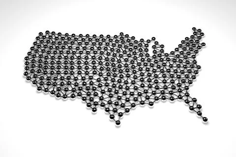 USA map made of Silver Metallic chrome sphere Stock Illustration
