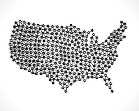 USA map made of Silver Metallic chrome sphere Stock Illustration