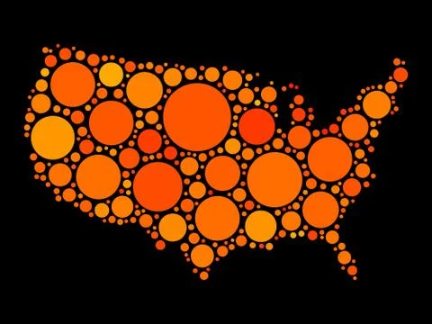USA map mosaic of black circles Ilustração Stock