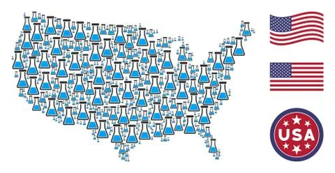USA Map Mosaic of Flask Stock Illustration