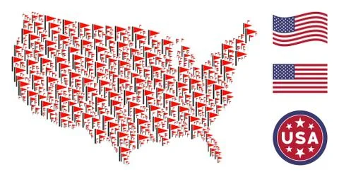 USA Map Mosaic of Triangle Flag Stock Illustration