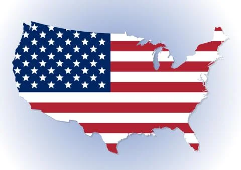 USA map with the national flag inside Stock Illustration