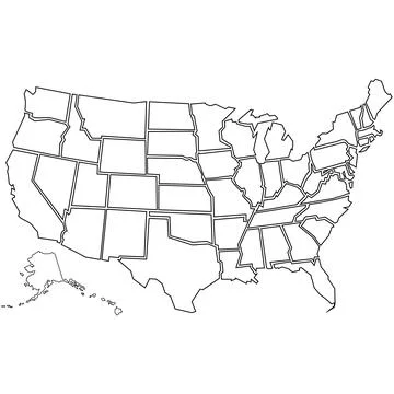 USA map outline with all 50 states vector illustration Stock Illustration