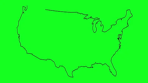 USA Map Outline Green Screen 4K UHD Stock Footage 301021412