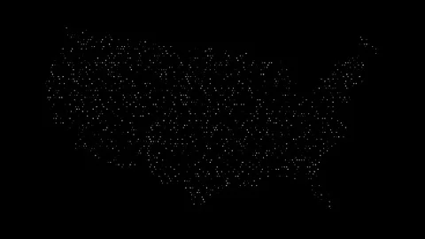 USA map from particles, dots. Digital silhouette United States of America.  Stock Footage 157131819