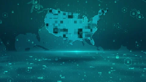USA Map Password Security Digital Business Technology Background Stock Footage 339044547