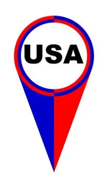 USA Map Pointer Location Flag Stock Illustration