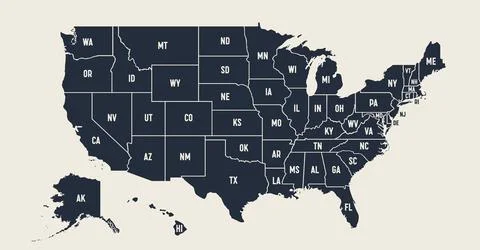 USA Map. Poster map of United States of America Ilustração Stock