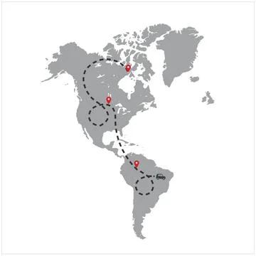 USA map with red pointers and route design, vehicles pointer for website Illustrazione stock