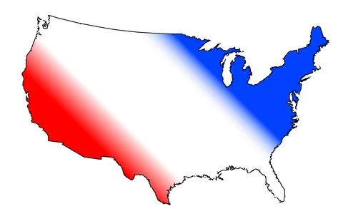 USA Map In Red White And Blue Silhouette Stock-Illustration