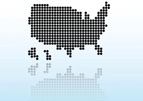Usa map with reflection Stock Illustration