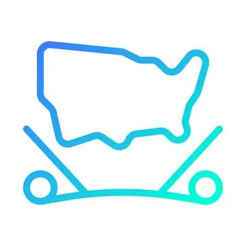 USA Map on Skateboard Icon Gradient Vector 스톡 일러스트
