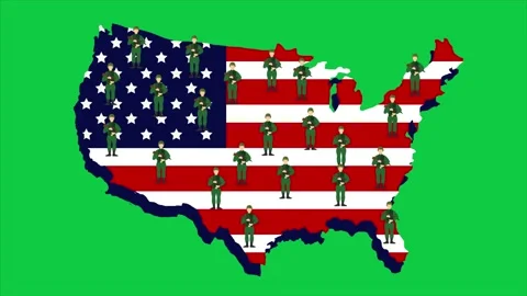 USA map Soldier with green background Stock Footage 155309460