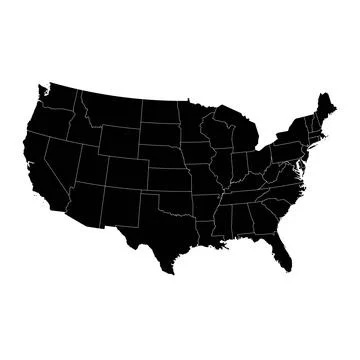 USA map with state borders. Vector illustration. Illustrazione stock