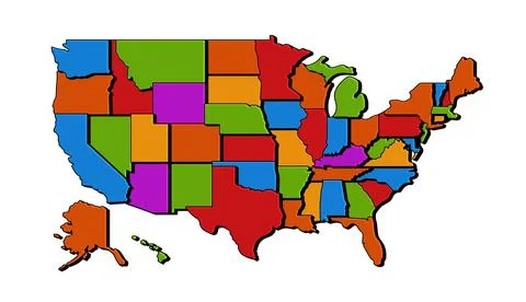 USA map with states. Vector Blank map of USA, United States of America, in co Stock Illustration
