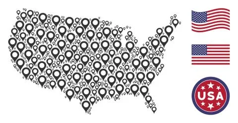 USA Map Stylization of Map Marker Illustrazione stock