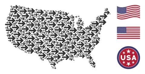 USA Map Stylized Composition of Right Arrow Illustrazione stock