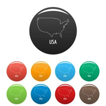 USA map thin line vector simple Ilustração Stock