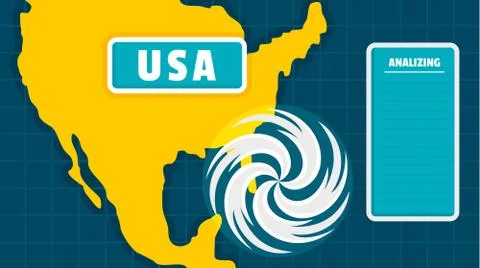 Usa map tornado background, flat style Stock Illustration