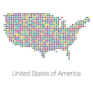 USA Map vector colored dotted design Stock Illustration