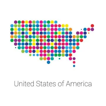 USA Map vector colored dotted design Stock Illustration