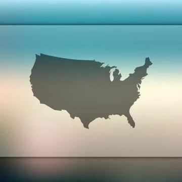 USA map. Vector silhouette of USA. Blurred background. United States of America Stock Illustration