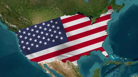 USA map with waving flag Stock Footage 294126499