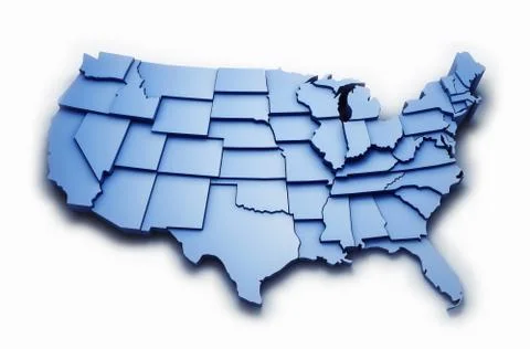 USA map with work PATH Stock Photos