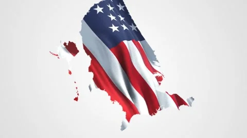 USA Maps Flag Rotation Stock Footage 197074764